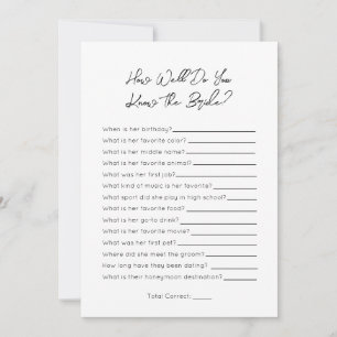 How Well Do You Know The Bride- Bridal Shower Game Holiday Card
