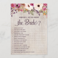 How Well Do You Know the Bride Bridal Shower Game