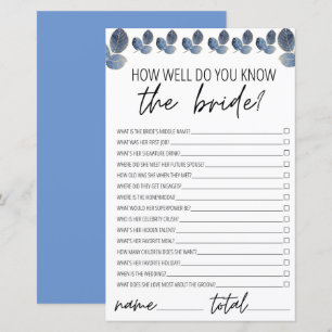 How Well Do You Know the Bride Bridal Shower Leaf