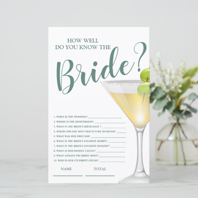 How well do You Know the Bride Elegant Bridal Game (Standing Front)