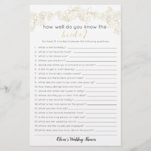How Well Do You Know the Bride Game, Bridal Shower Flyer