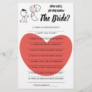 How Well Do You Know The Bride Game Card