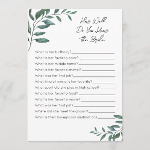 How Well Do You Know The Bride Game - Eucalyptus Programme
