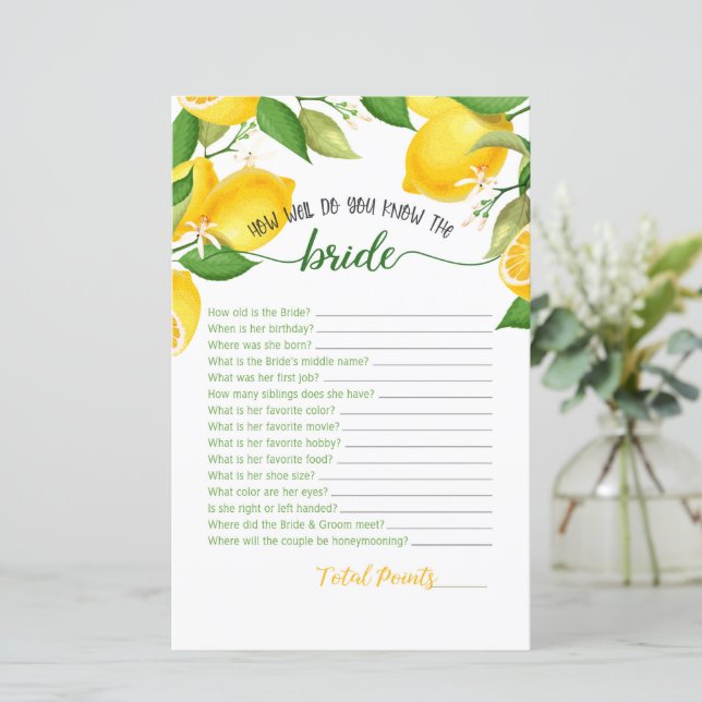 How Well Do You Know the Bride - Lemon (Standing Front)