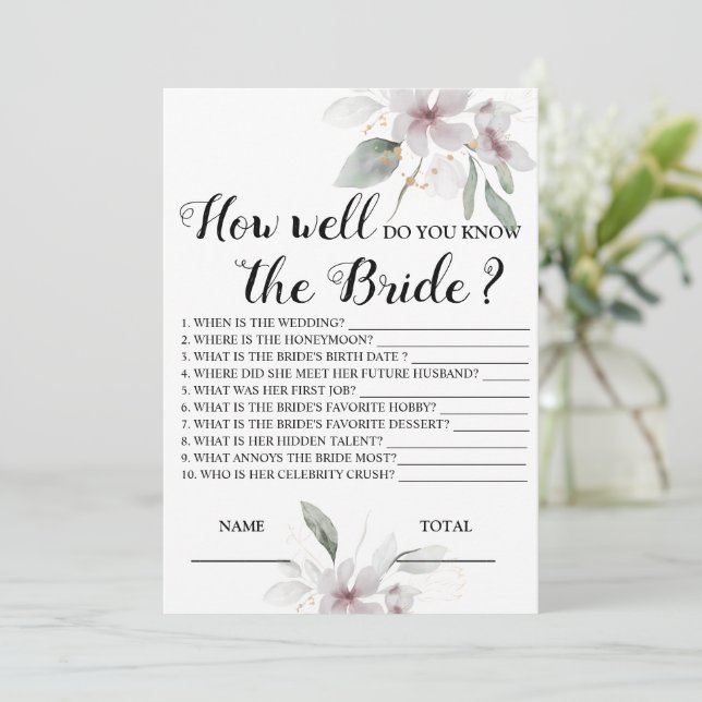 How well do you know the Bride Pink Bridal Game In Invitation (Standing Front)