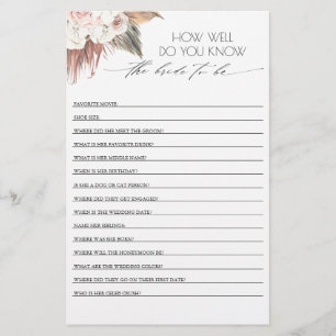 How Well Do You Know The Bride To Be Bridal Shower
