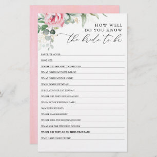 How Well Do You Know The Bride To Be Bridal Shower