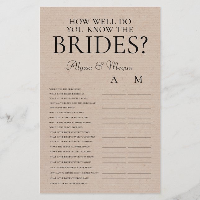How Well Do You Know The Brides Rustic LGBTQ (Front)