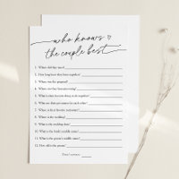 How Well Do You Know the Couple Bridal Game Card