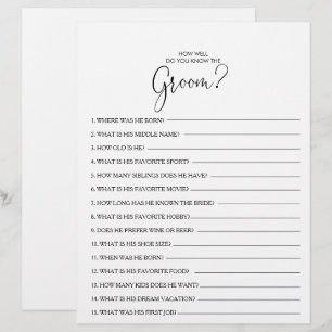 How Well Do You Know the Groom Bridal Shower Game