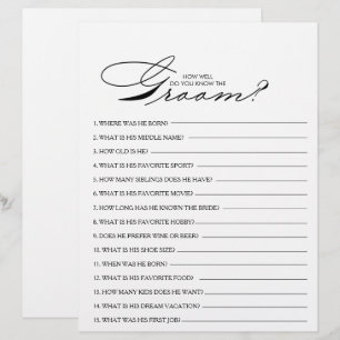 How Well Do You Know the Groom Bridal Shower Game