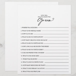 How Well Do You Know the Groom Bridal Shower Game