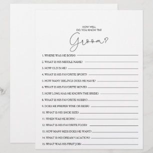 How Well Do You Know the Groom Bridal Shower Game