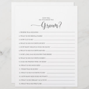 How Well Do You Know the Groom Bridal Shower Game