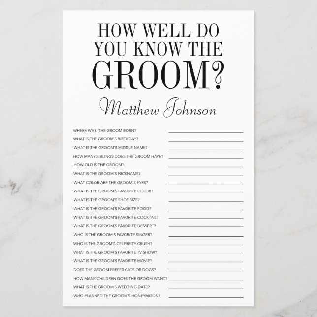 How Well Do You Know The Groom LGBTQ (Front)