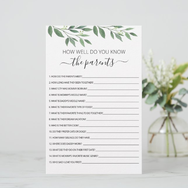 How well do you know the Parents party game (Standing Front)