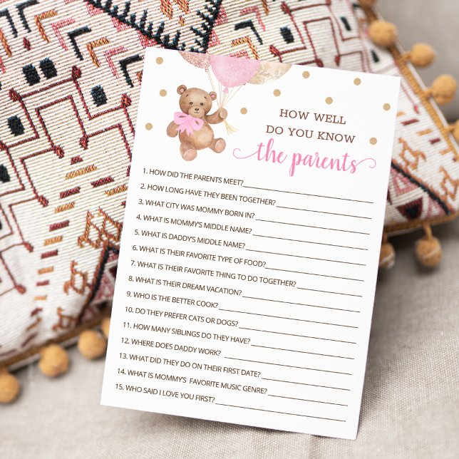 How Well Do You Know The Parents Teddy Bear Card (Creator Uploaded)