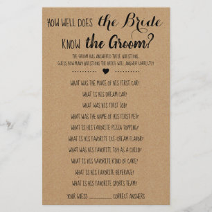 How Well Does The Bride Know The Groom Game Card