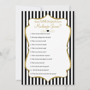 How Well Know The Bride Bridal Shower Game Black