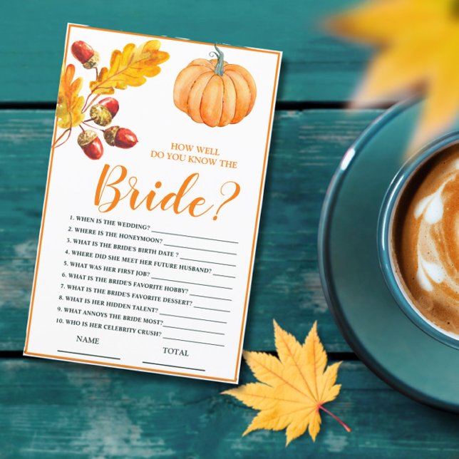 How well you know Bride Fall Pumpkin Bridal Game (Creator Uploaded)
