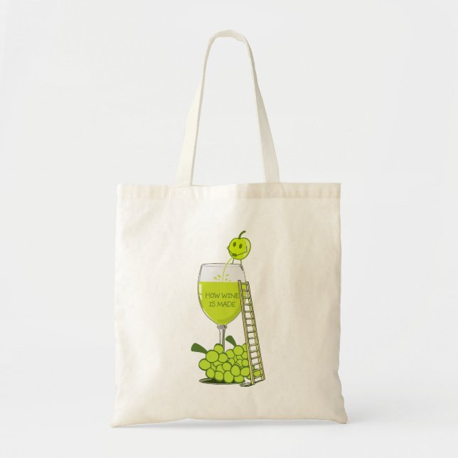 How Wine is Made Funny Illustration Tote Bag (Front)