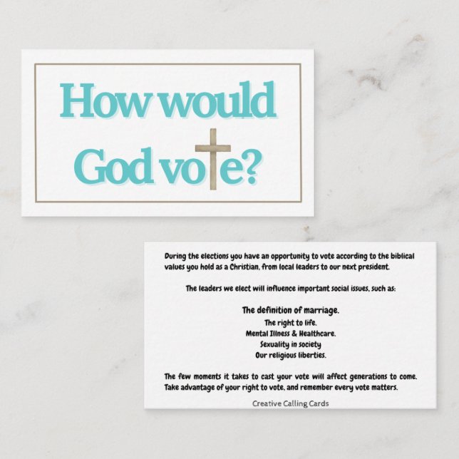 How Would God Vote Political Calling Card (Front/Back)
