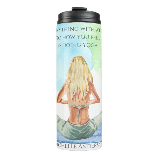 How You Feel Watercolor Yoga Travel Mug (Front)