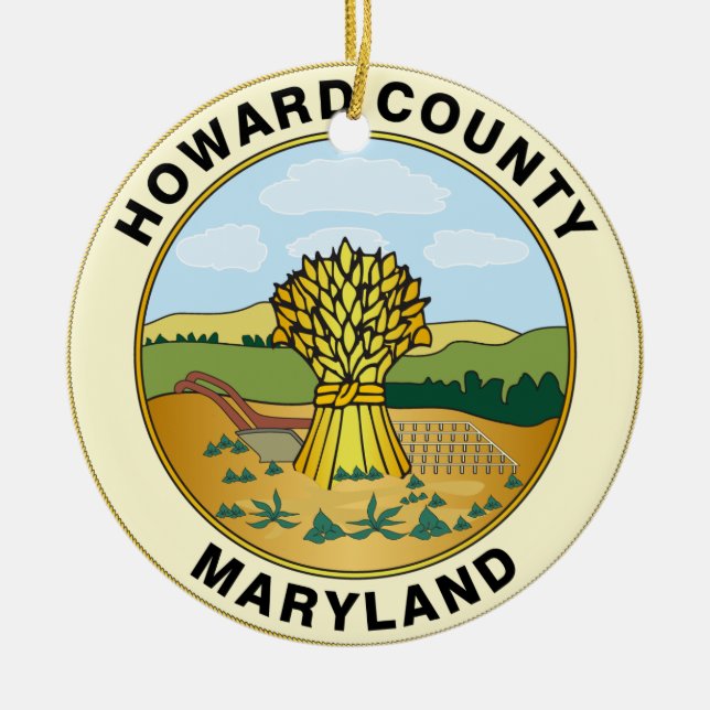 Howard County seal Ceramic Tree Decoration (Front)