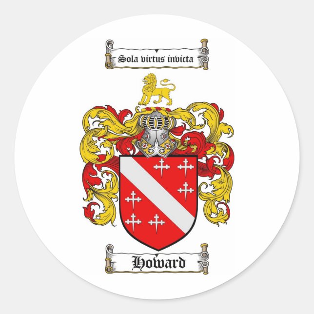HOWARD FAMILY CREST -  HOWARD COAT OF ARMS CLASSIC ROUND STICKER (Front)