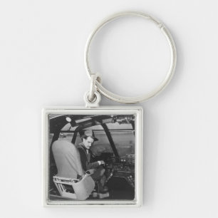 Howard Hughes in Spruce Goose Wooden Plane Key Ring