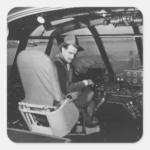Howard Hughes in Spruce Goose Wooden Plane Square Sticker