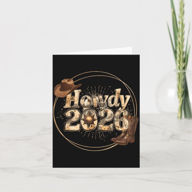 Howdy 2026 New Year Hello 2026 Western New Year  Card (Front)