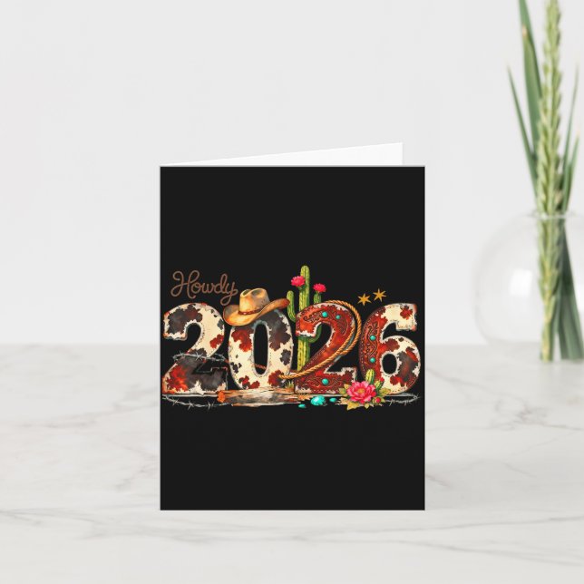Howdy 2026 New Year Hello 2026 Western New Year  Card (Front)