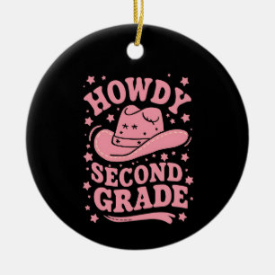 Howdy 2nd Grade Cowboy Cowgirl Back To School Ceramic Tree Decoration