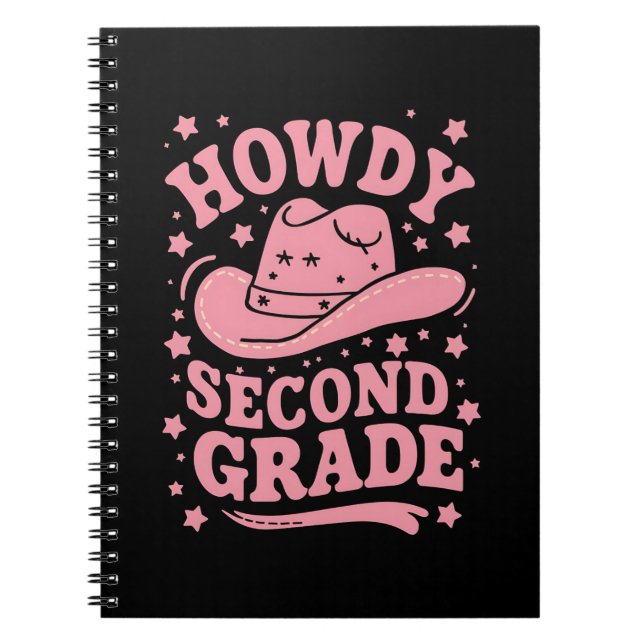 Howdy 2nd Grade Cowboy Cowgirl Back To School Notebook (Front)