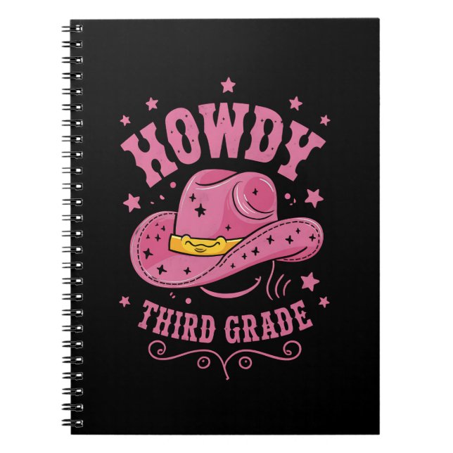 Howdy 3rd Grade Cowboy Cowgirl Back To School Notebook (Front)