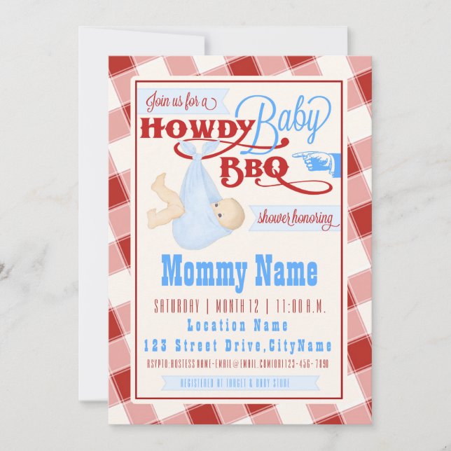 Howdy Baby BBQ! Shower Invitation (Front)
