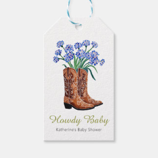 Howdy Baby Bluebonnets Cowboy Baby Shower Gift Tags