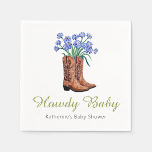 Howdy Baby Bluebonnets Cowboy Baby Shower Napkin