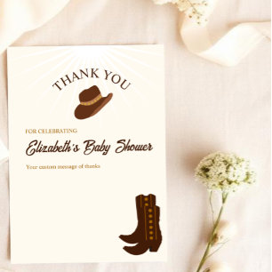 Howdy Baby! Cowboy Western Baby Shower Thank You Card