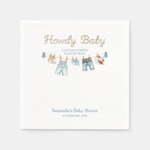 Howdy Baby Little Cowboy Baby Shower Invitation Napkin