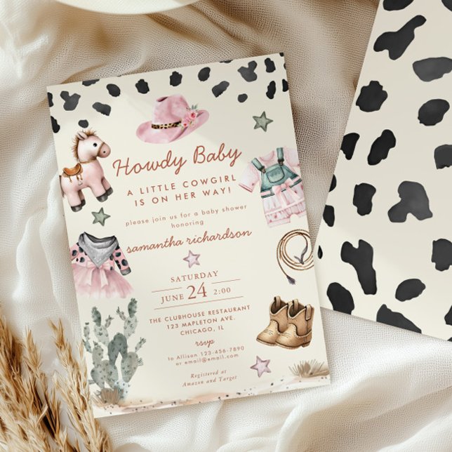 Howdy Baby Little Cowgirl Baby Shower Invitation (Creator Uploaded)