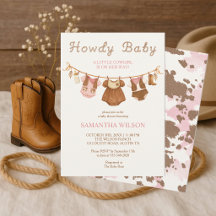 Howdy Baby Little Cowgirl Baby Shower Invitation