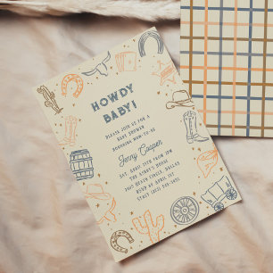 Howdy Baby Western Cowboy Baby Shower Invitation