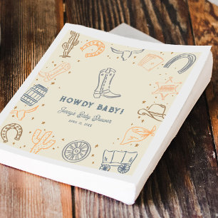 Howdy Baby Western Cowboy Baby Shower Napkin