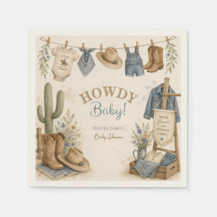 Howdy baby western desert baby shower napkin