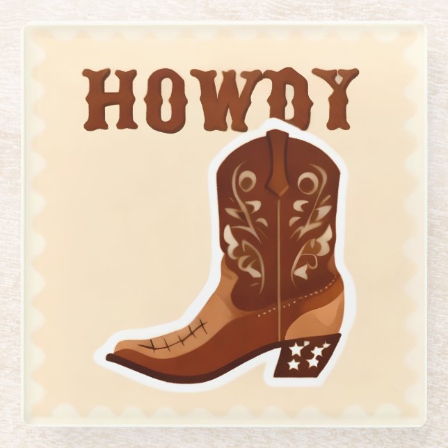 HOWDY Bar Glass Coaster (Front)