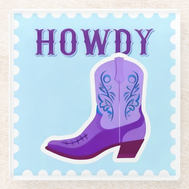 HOWDY Bar Glass Coaster (Front)