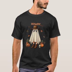 Howdy Boo Ghost Halloween Cowboy Riding Horse Kid T-Shirt
