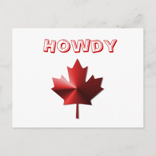 Howdy Canada Flag Maple Leaf Postcard